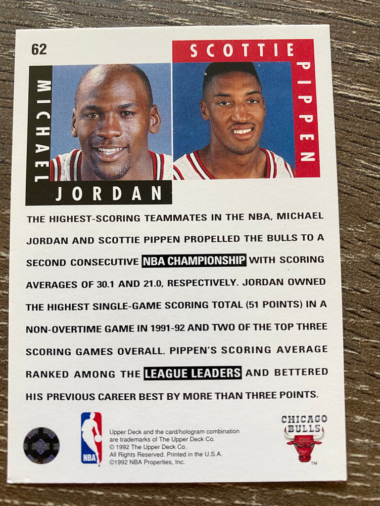 Michael Jordan & Scottie Pippen 1992-93 Upper Deck Basketball #62 ...
