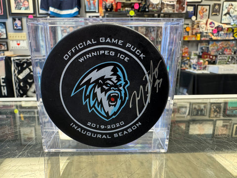 Matthew Savoie signed Winnipeg Ice Inaugural Season Official Game Puck