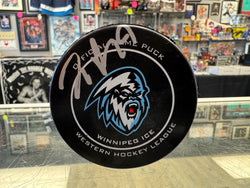 Zach Benson signed Winnipeg Ice Official Game Puck