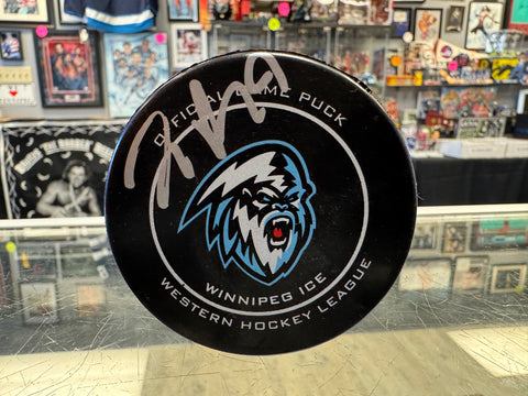 Zach Benson signed Winnipeg Ice Official Game Puck