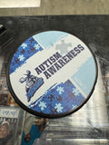 Cole Perfetti signed Manitoba Moose Autism Awareness Hockey Puck