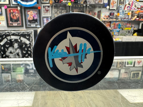 Kevin He signed Winnipeg Jets Hockey Puck