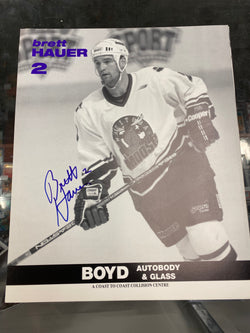 Brett Hauer signed Manitoba Moose 8x10 Lineup Card