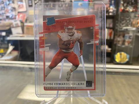 2020 Panini Chronicles Clyde Edwards Helaire Clearly Donruss Rated Rookie RR-CEH