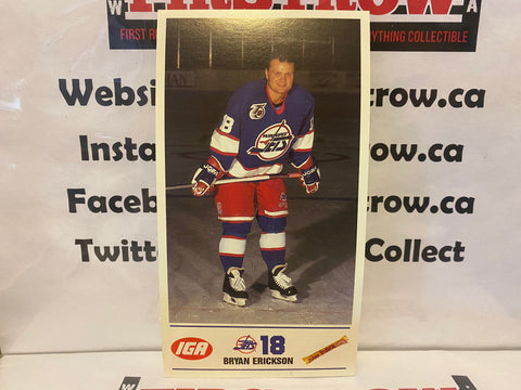 Bryan Erickson 1991-92 Winnipeg Jets IGA Cadbury Team Issued Card