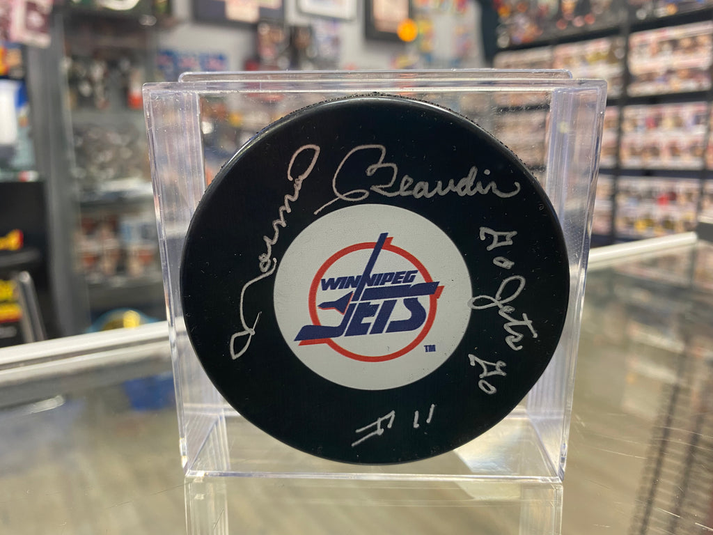 Norm Beaudin signed Winnipeg Jets Hockey Puck – First Row Collectibles