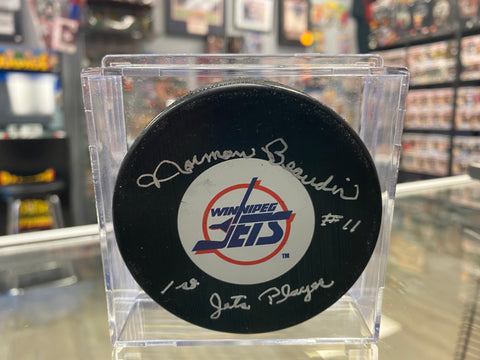 Norm Beaudin signed Winnipeg Jets Hockey Puck