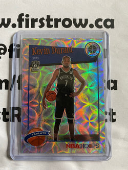 Kevin Durant 2019 Panini NBA Hoops Premium Stock Tribute Silver Scope Prizm #284