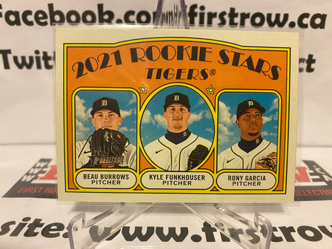 Beau Burrows / Rony Garcia / Kyle Funkhouser 2021 Topps Heritage Card #71 RC MLB