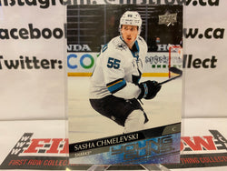 2020-21 Sasha Chmelevski UD Extended Series Young Guns Rookie Hockey Card #718